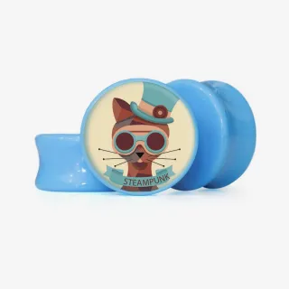 Plug Gato Steampunk - Base Selecionável - Vintage