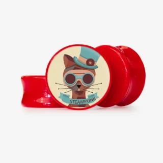 Plug Gato Steampunk - Base Selecionável - Vintage