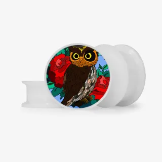 Plug Coruja e Rosas - Base Selecionável - Animal