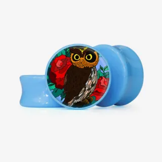 Plug Coruja e Rosas - Base Selecionável - Animal