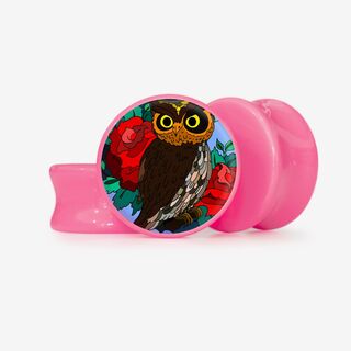 Plug Coruja e Rosas - Base Selecionável - Animal