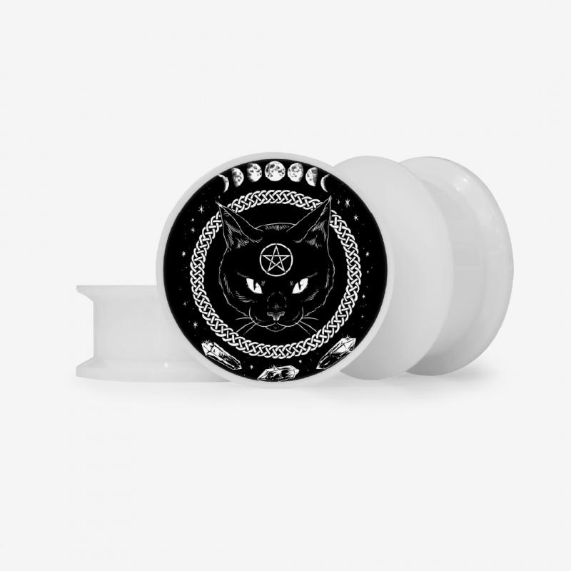 Plug Gato Místico Base com estampa psicodélica de gato colorido