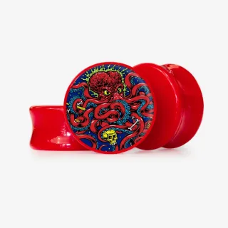 Plug Octopus Base Selecionável com estampa de polvo colorido sobre fundo azul