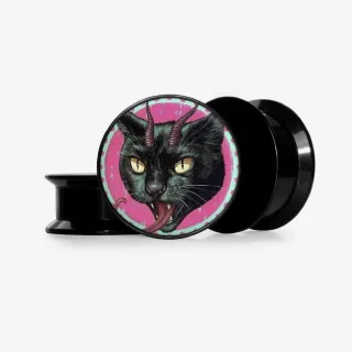 Plug Gatome Base Selecionável com estampa de gato meme colorido em fundo vibrante