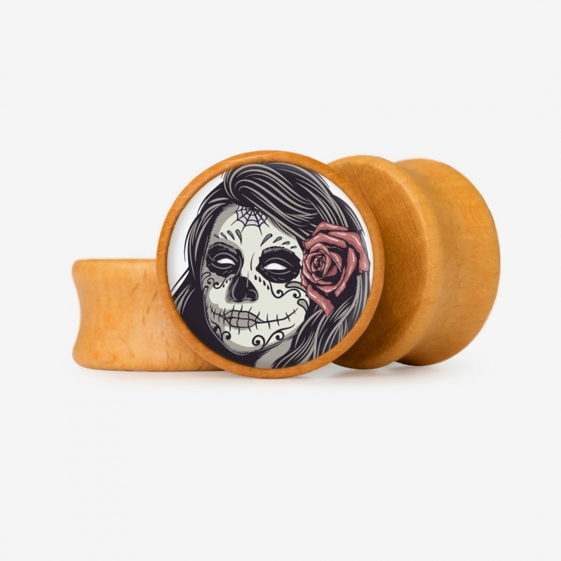 Plug Caveira Feminina Mexicana - Base Selecionável - Caveira