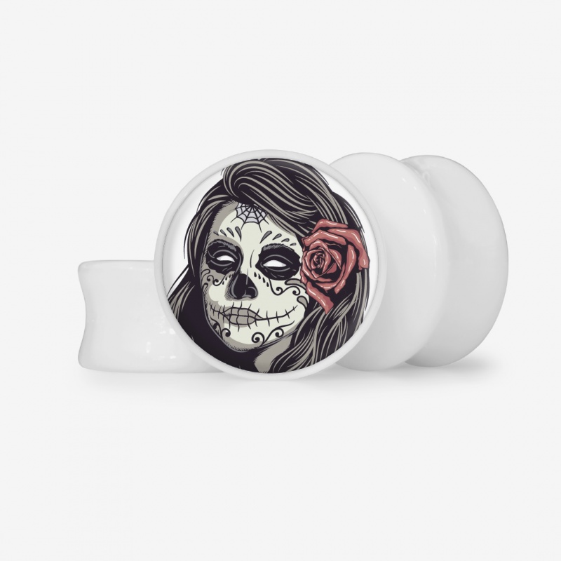 Plug Caveira Feminina Mexicana - Base Selecionável - Caveira