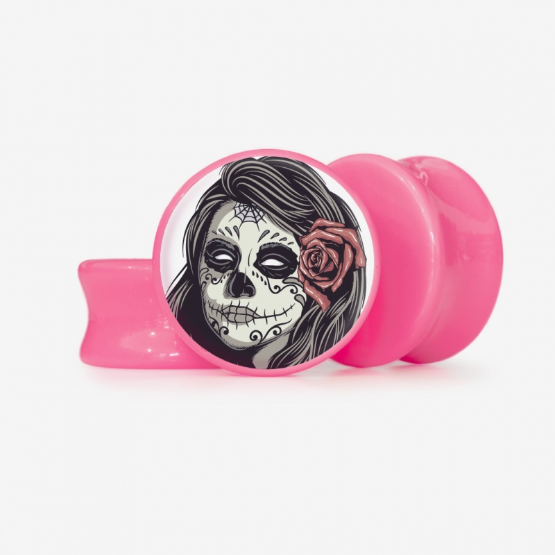 Plug Caveira Feminina Mexicana - Base Selecionável - Caveira