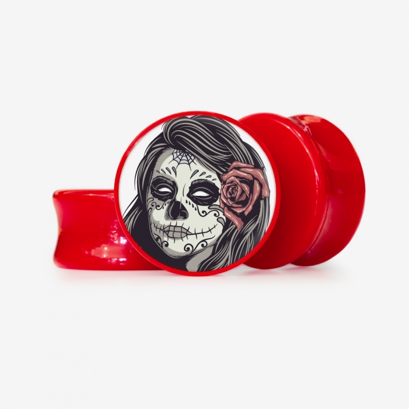 Plug Caveira Feminina Mexicana - Base Selecionável - Caveira