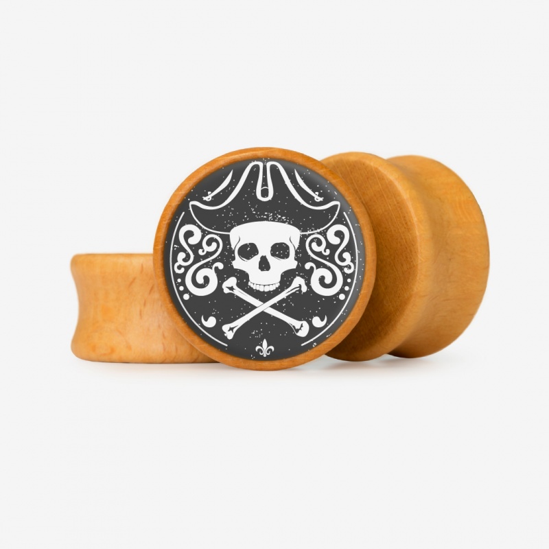Plug com caveira pirata e base selecionável, ideal para alargador masculino