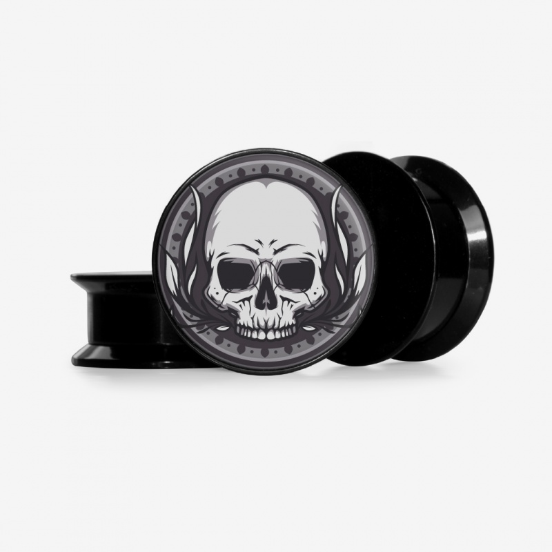 Plug Caveira Base Selecionável com estampa estilizada de caveira decorada