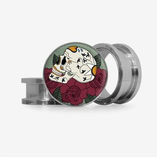 Plug Caveira e Rosas - Base Selecionável - Caveira