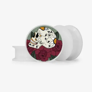 Plug Caveira e Rosas - Base Selecionável - Caveira