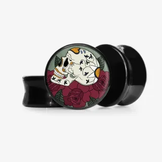 Plug Caveira e Rosas - Base Selecionável - Caveira