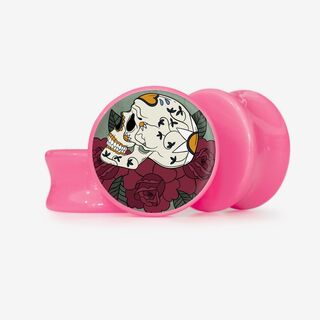 Plug Caveira e Rosas - Base Selecionável - Caveira
