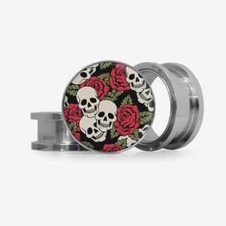Plug Caveira Floral 3 - Base Selecionável - Caveira