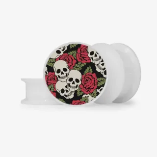 Plug Caveira Floral 3 - Base Selecionável - Caveira