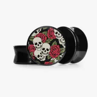 Plug Caveira Floral 3 - Base Selecionável - Caveira
