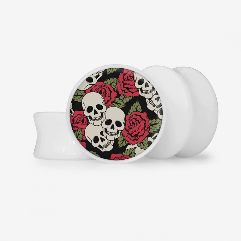 Plug Caveira Floral 3 - Base Selecionável - Caveira