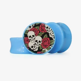 Plug Caveira Floral 3 - Base Selecionável - Caveira