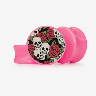 Plug Caveira Floral 3 - Base Selecionável - Caveira