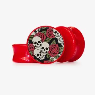 Plug Caveira Floral 3 - Base Selecionável - Caveira