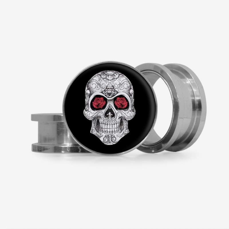 Plug Caveira Floral 4 - Base Selecionável - Caveira