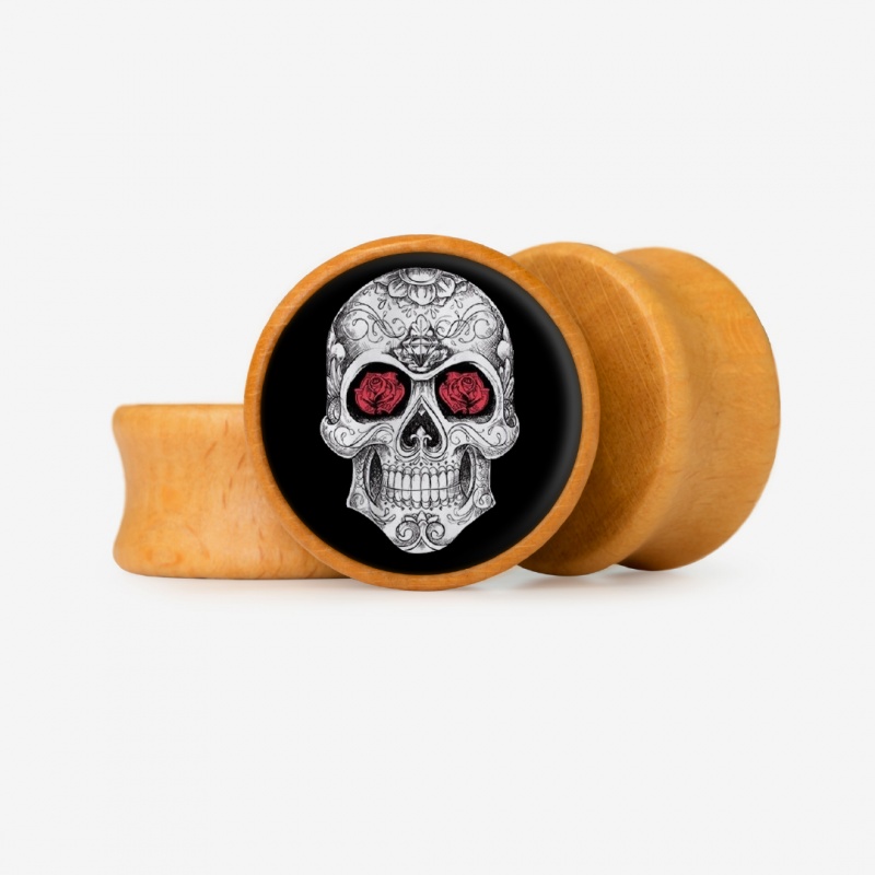 Plug Caveira Floral 4 - Base Selecionável - Caveira