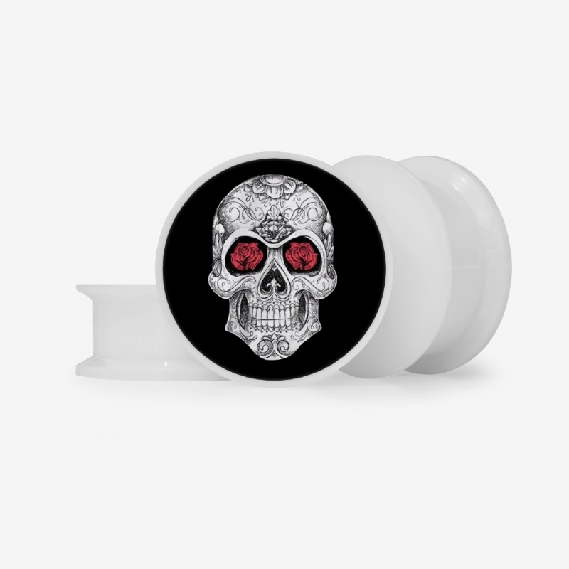 Plug Caveira Floral 4 - Base Selecionável - Caveira