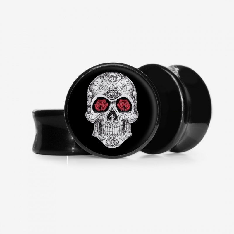Plug Caveira Floral 4 - Base Selecionável - Caveira