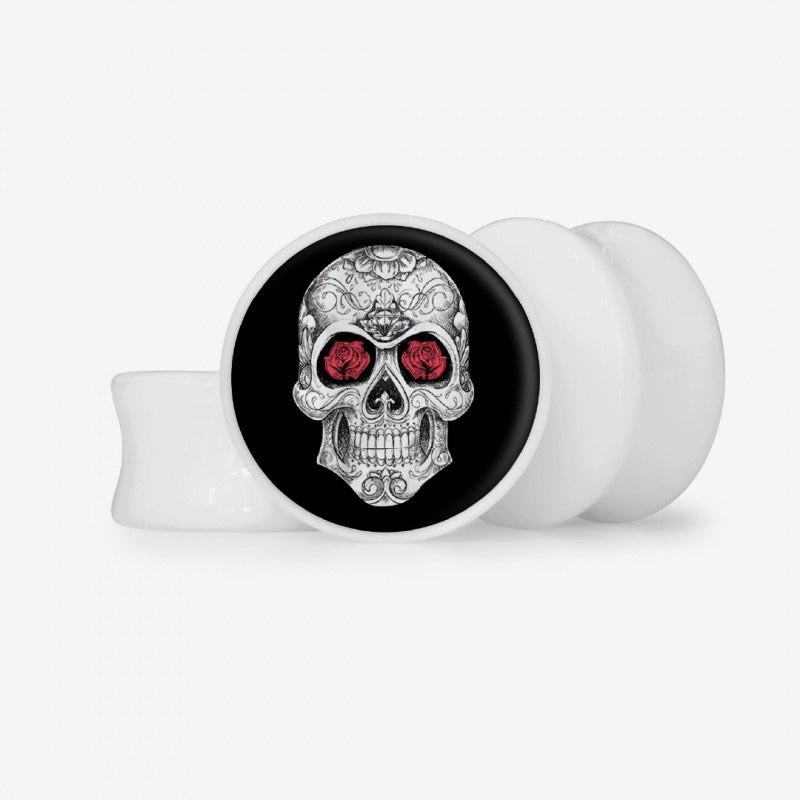 Plug Caveira Floral 4 - Base Selecionável - Caveira