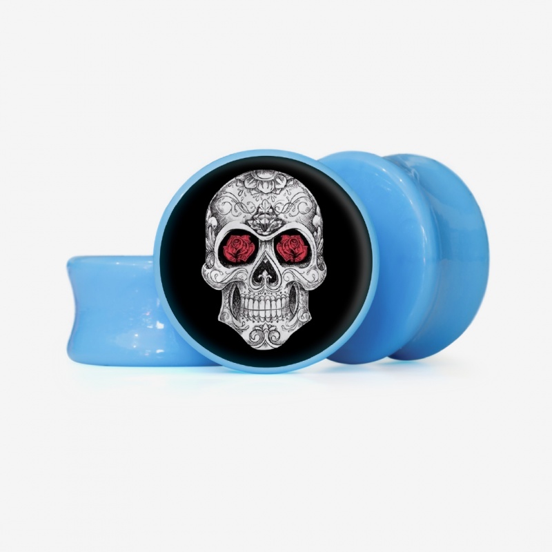 Plug Caveira Floral 4 - Base Selecionável - Caveira