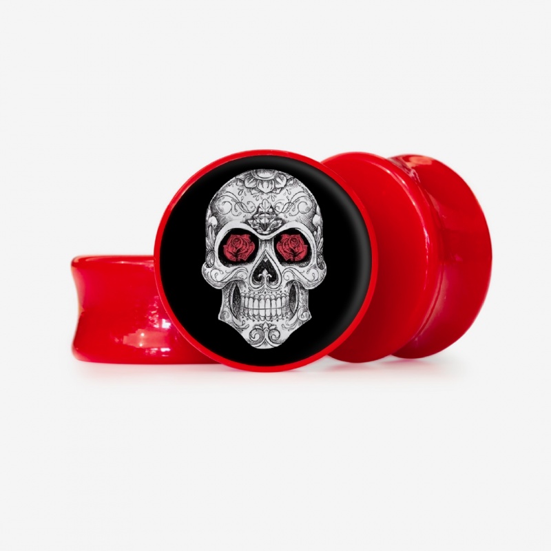 Plug Caveira Floral 4 - Base Selecionável - Caveira