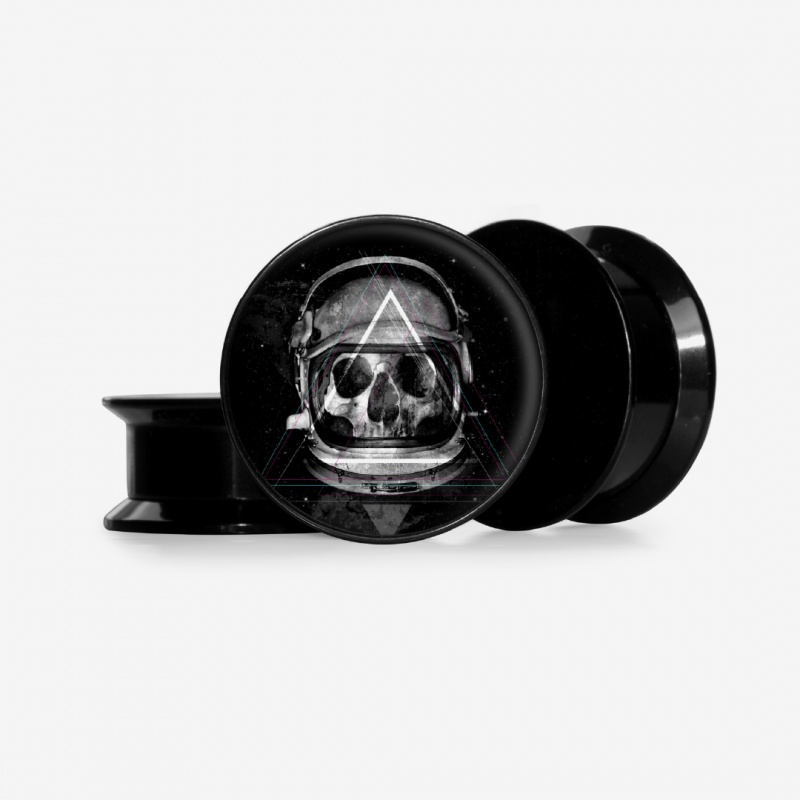 Imagem do Plug Caveira Astronauta Base com estampa detalhada e base selecionável