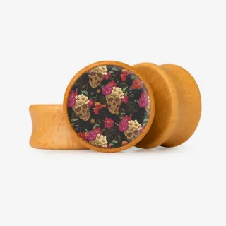 Plug Caveira Floral I com design estilizado e base personalizável