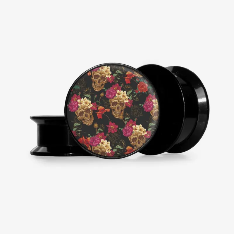 Plug Caveira Floral - Base Selecionável - Floral