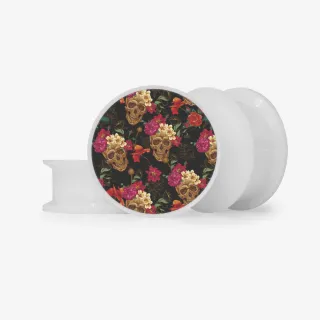 Plug Caveira Floral - Base Selecionável - Floral