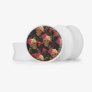 Plug Caveira Floral - Base Selecionável - Floral