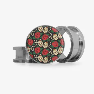 Plug Caveiras e Rosas - Base Selecionável - Floral