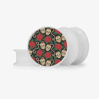 Plug Caveiras e Rosas - Base Selecionável - Floral