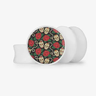 Plug Caveiras e Rosas - Base Selecionável - Floral