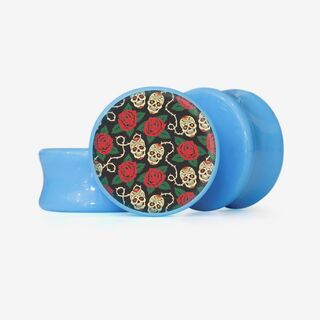 Plug Caveiras e Rosas - Base Selecionável - Floral