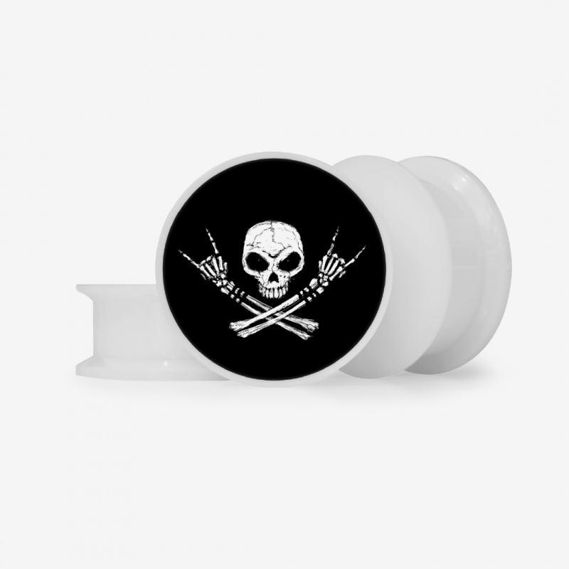 Plug Caveira Metal Base com estampa estilizada e encaixe personalizável