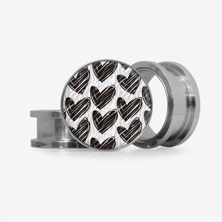 Plug Corações em Preto e Branco - Base Selecionável - Coração