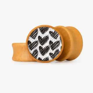 Plug Corações em Preto e Branco - Base Selecionável - Coração
