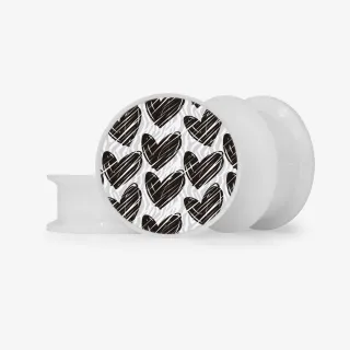 Plug Corações em Preto e Branco - Base Selecionável - Coração