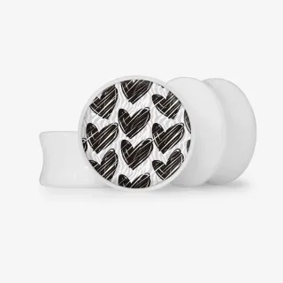 Plug Corações em Preto e Branco - Base Selecionável - Coração