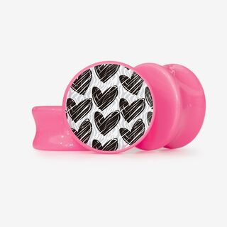 Plug Corações em Preto e Branco - Base Selecionável - Coração