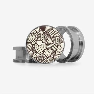 Plug Corações de Retalhos - Base Selecionável - Coração