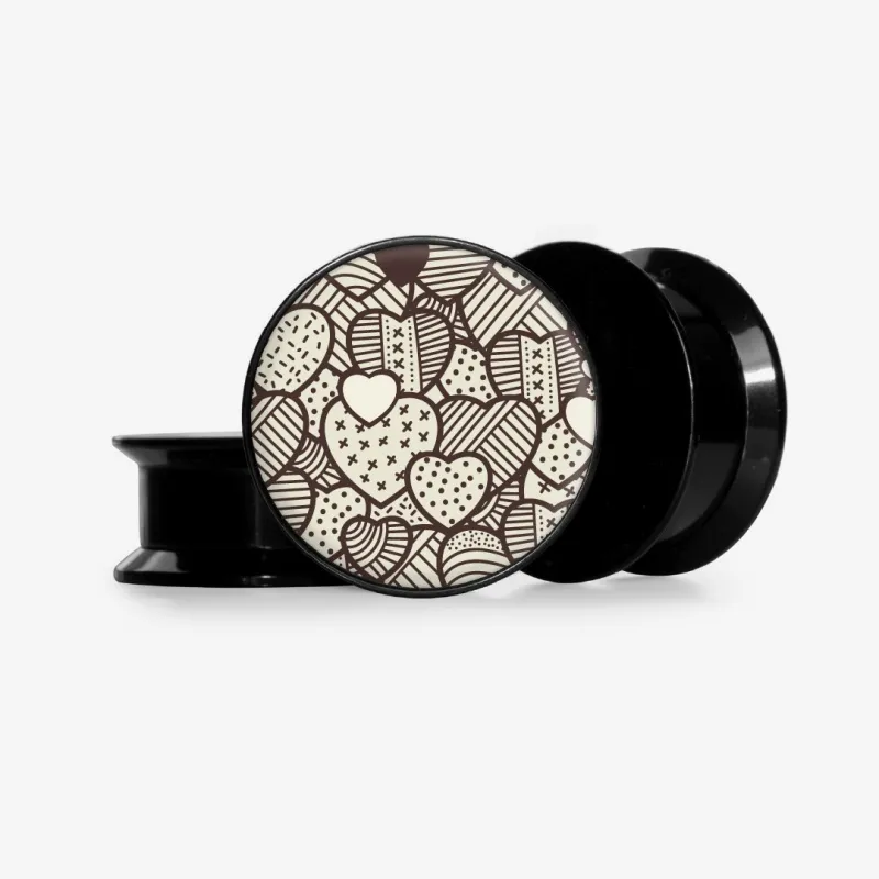 Plug Corações de Retalhos - Base Selecionável - Coração