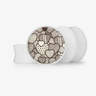 Plug Corações de Retalhos - Base Selecionável - Coração